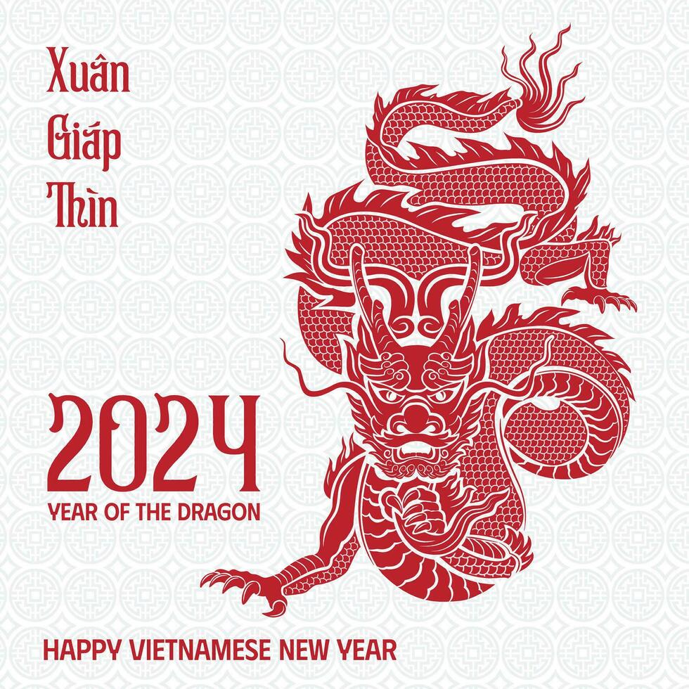 Vietnamese New Year Giap Thin 2024, Dragon of New year. Chinese new year. Dragon 2024 vector