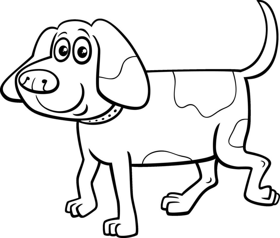 cartoon spotted dog on the walk coloring page vector