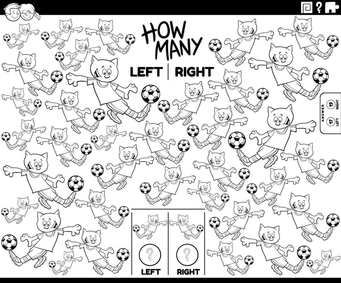 counting pictures of cat playing soccer coloring page vector