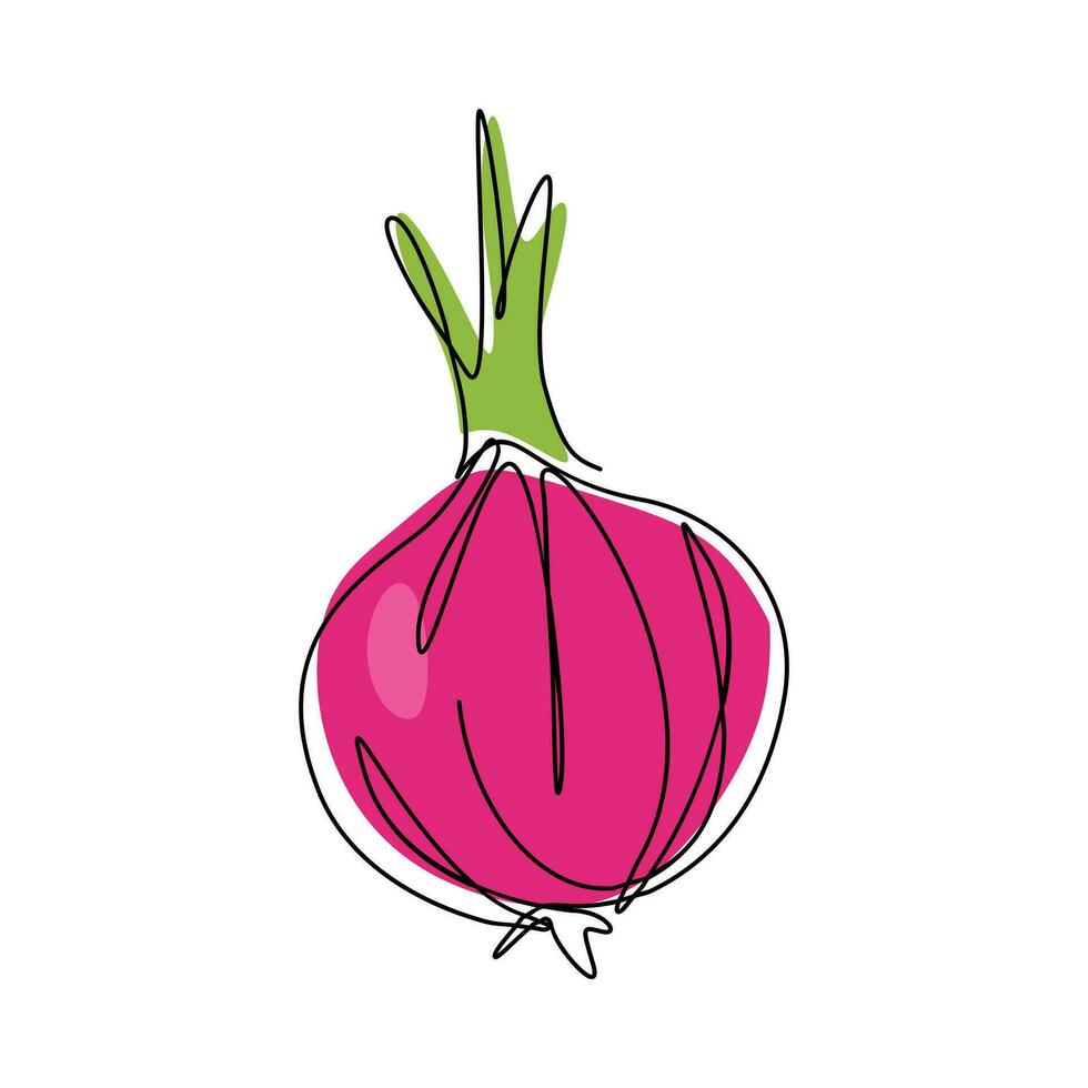 onion with one continuous single line drawing style. graphic vector. vector