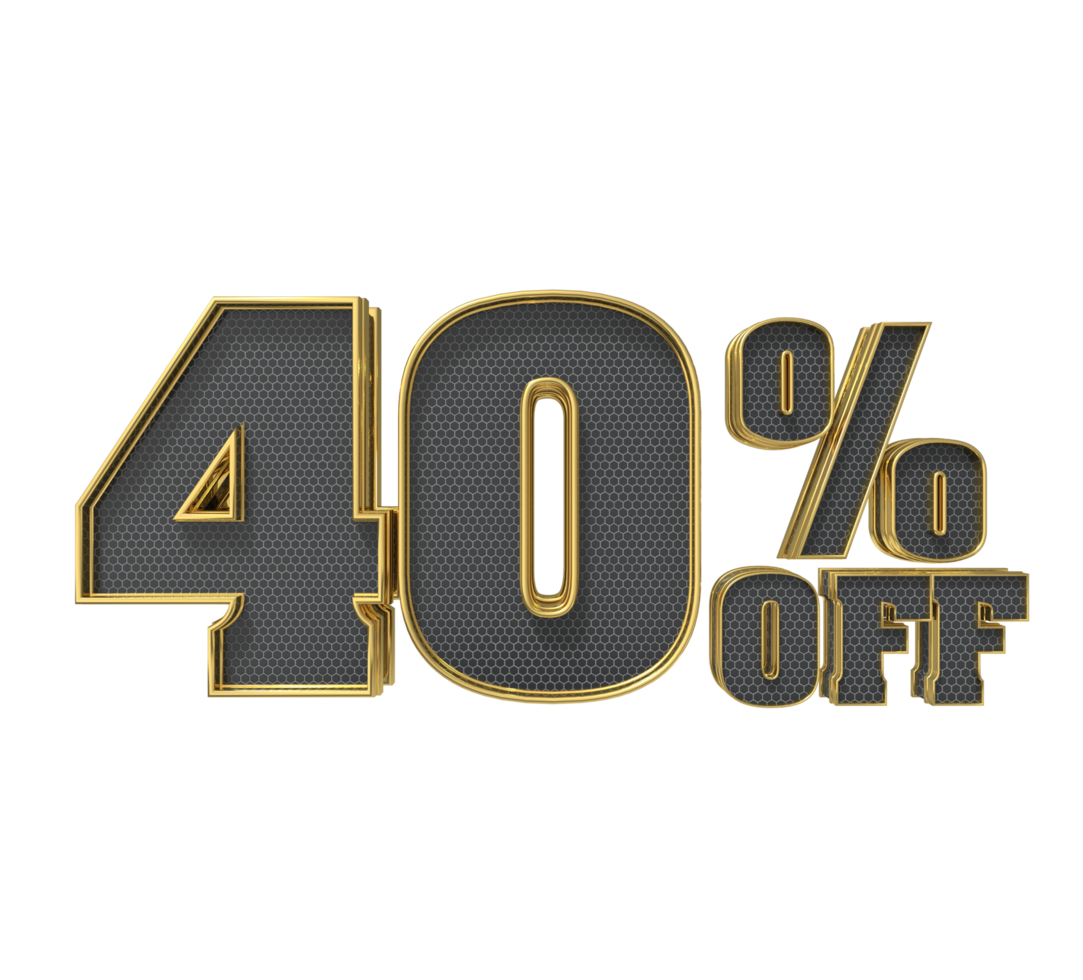 Number 40 percent 3D render collection color and black png