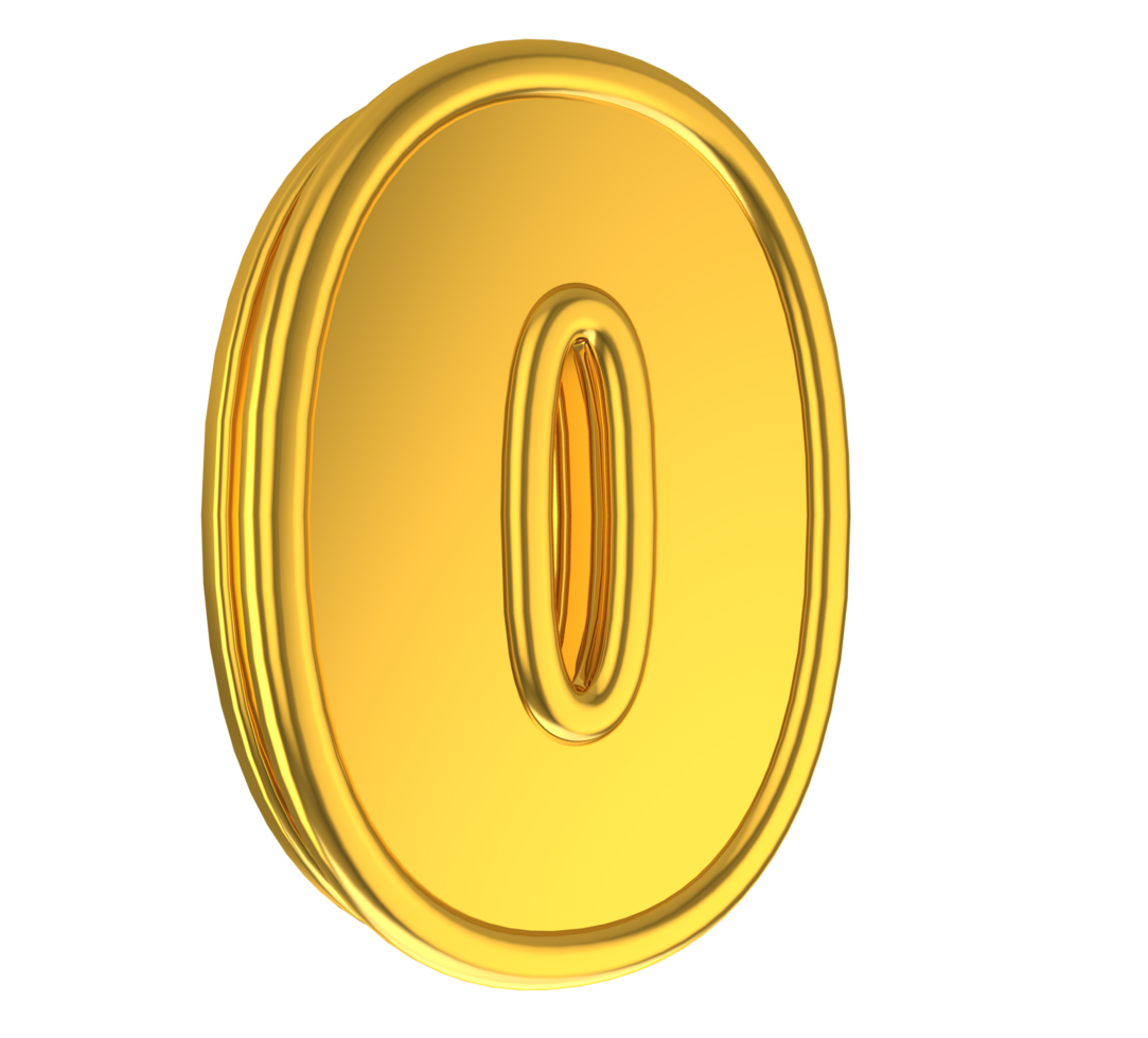 Number 0 3d render collection file PNG