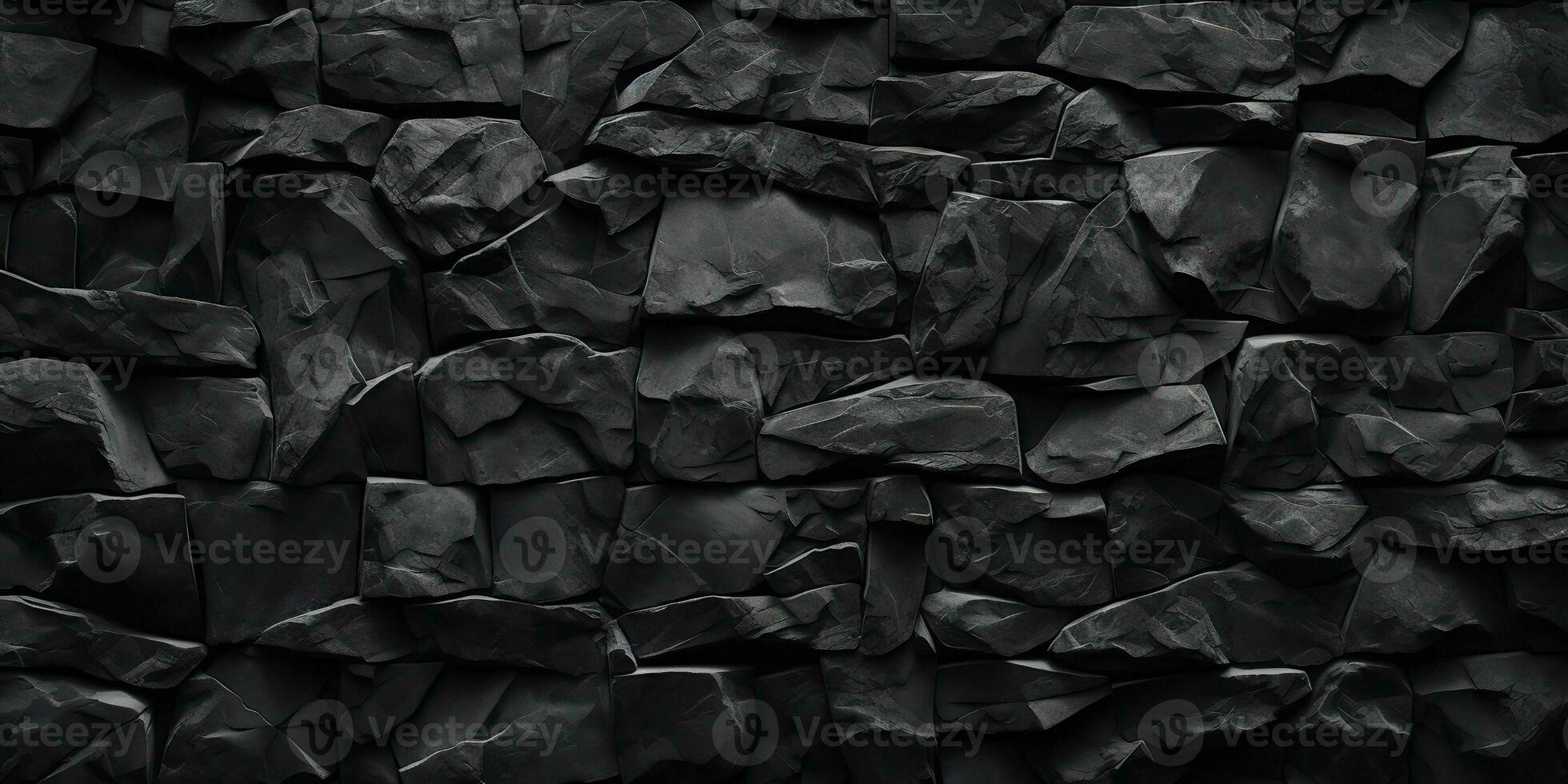 AI Generated. AI Generative. Black grey brock rock marble stone wall decoration background. Graphic Art photo