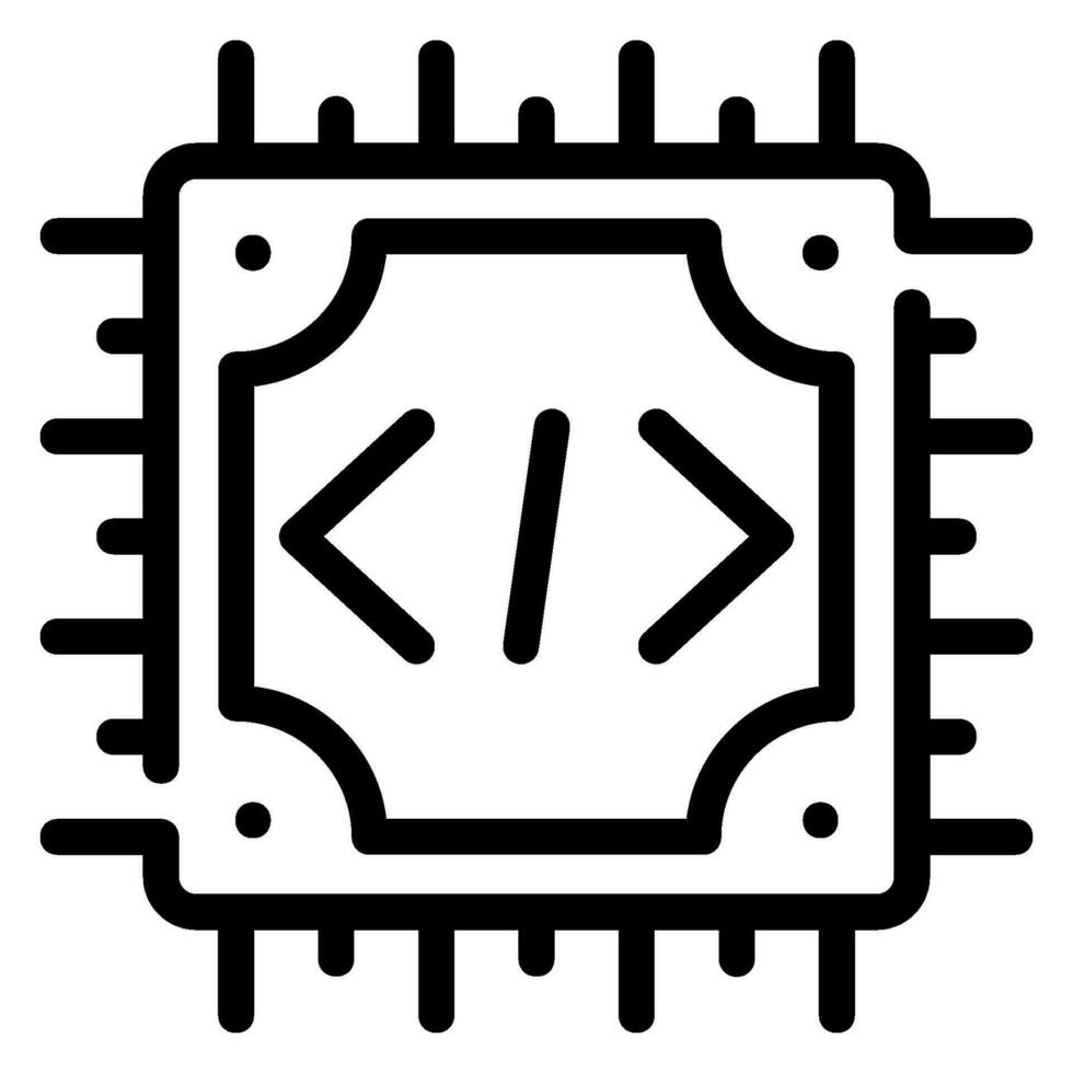 cpu line icon vector