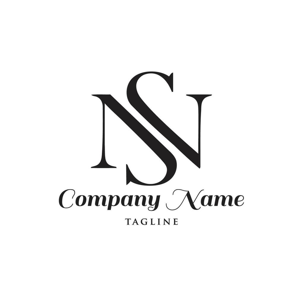 ns typography logo design alphabet vector