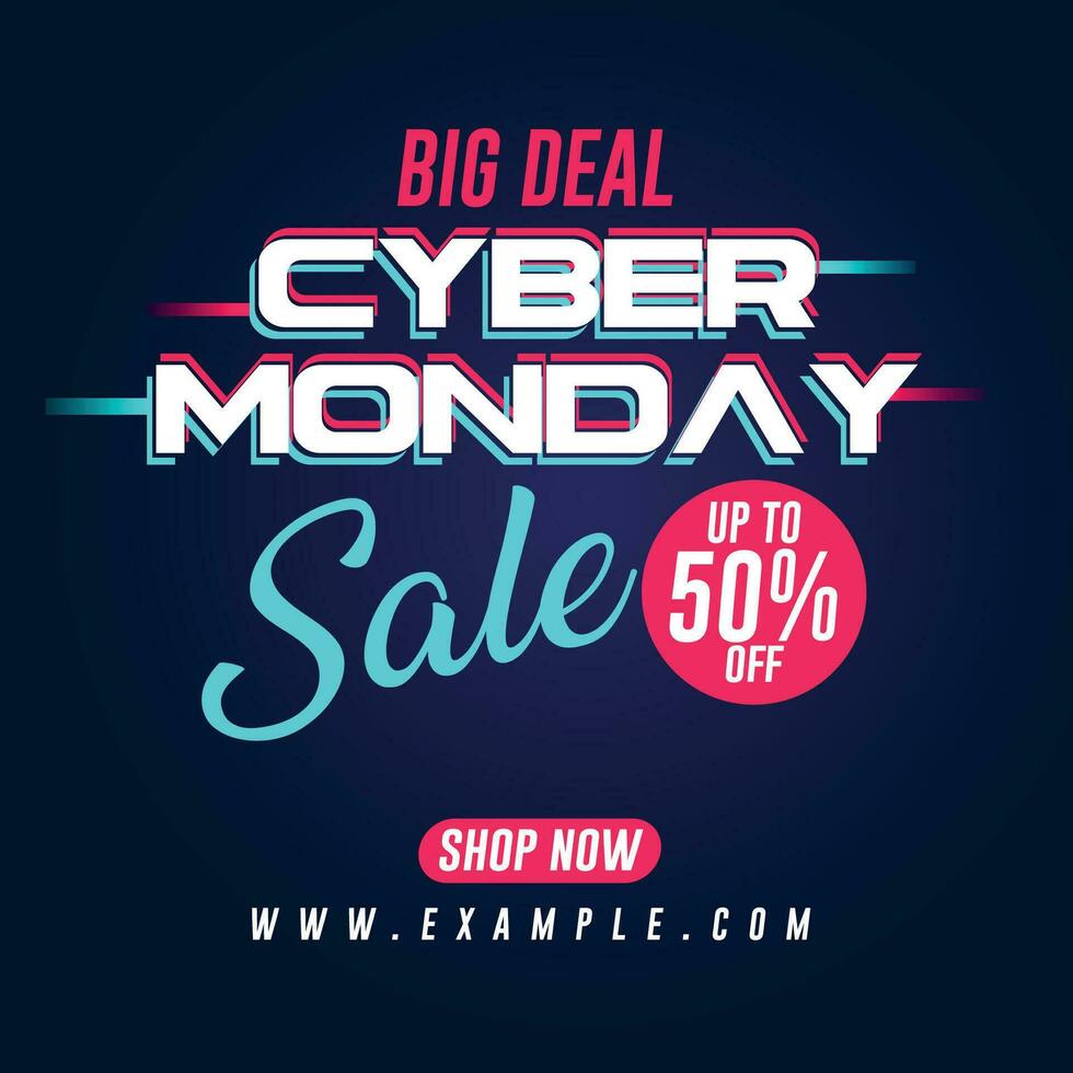 Cyber Monday Sale Typography Banner, Cyber Monday Promotional Post Design vector