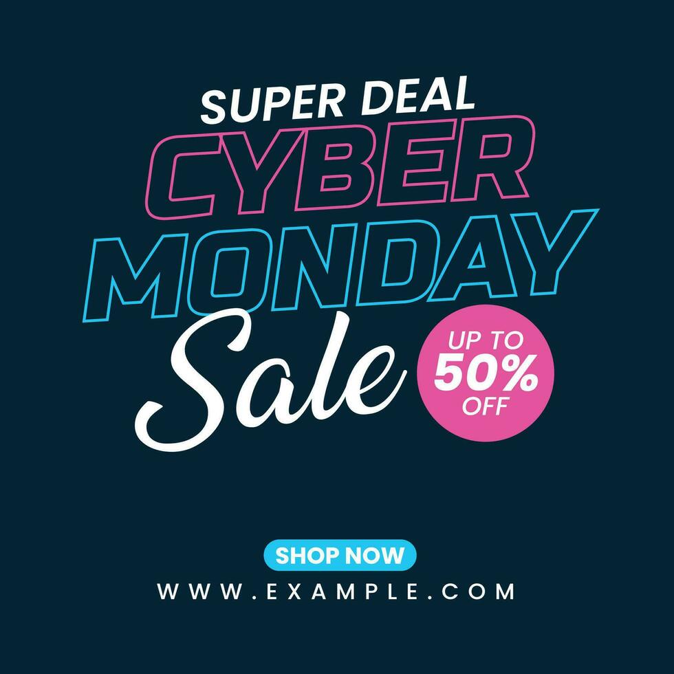 Cyber Monday Sale Typography Banner, Cyber Monday Promotional Post Design vector