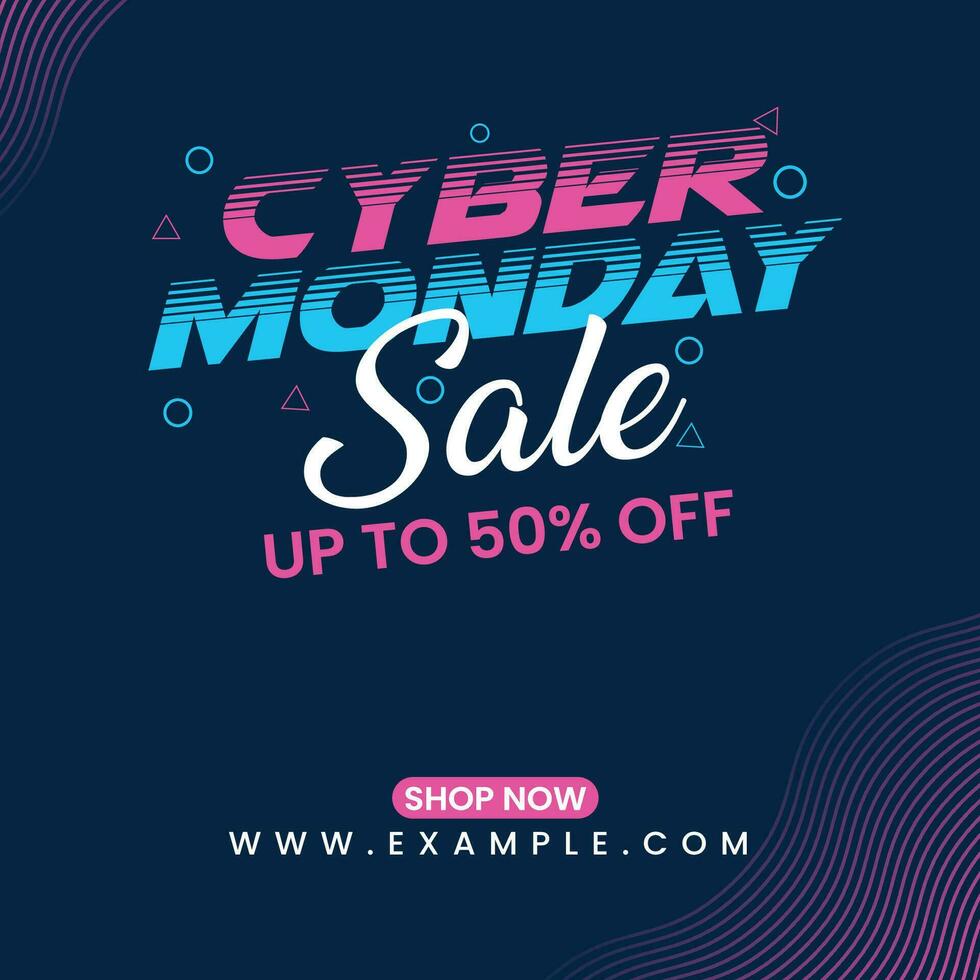 Cyber Monday Sale Typography Banner, Cyber Monday Promotional Post Design vector