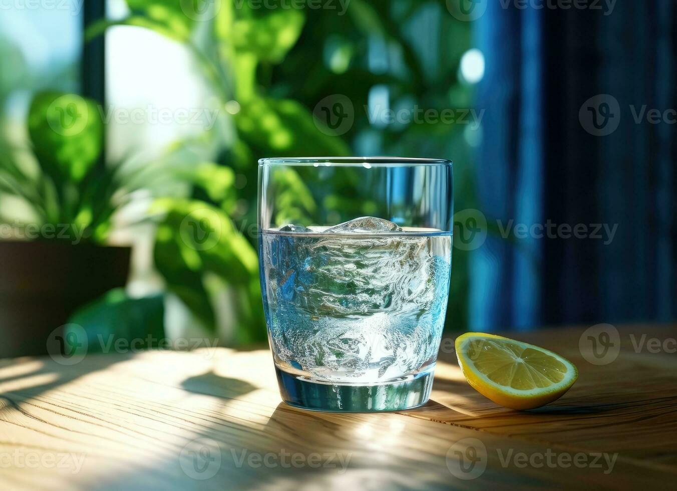 Lemonade or mojito cocktail with lemon and mint, cold refreshing drink or beverage with ice. Created with Generative AI technology. photo
