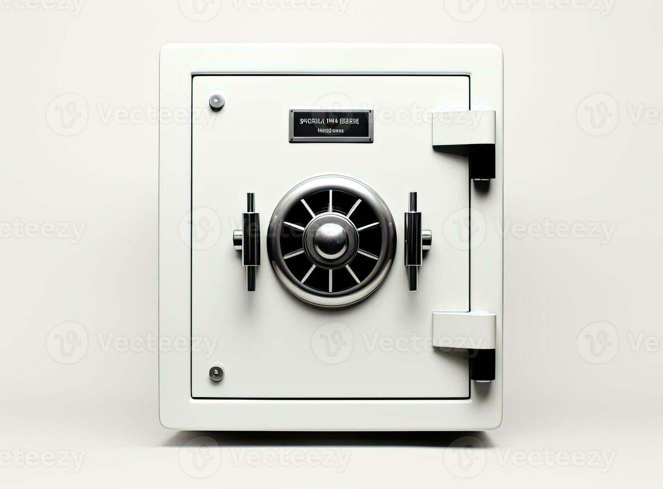 Small modern safe on shelf. Created with Generative AI technology. photo