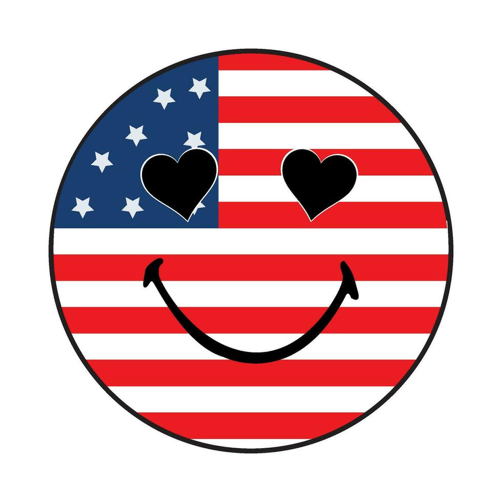 Retro American Flag Smiley Face vector