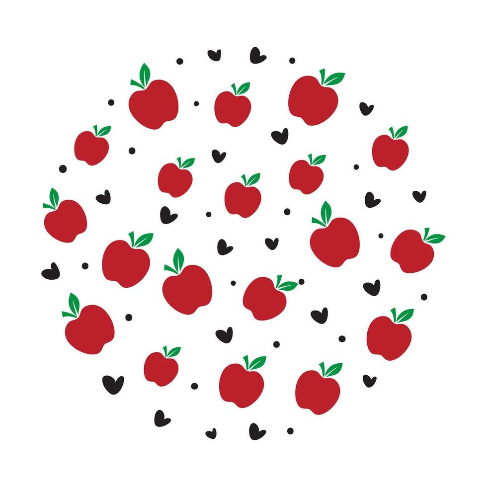 Red Apple And Black Heart Circle vector