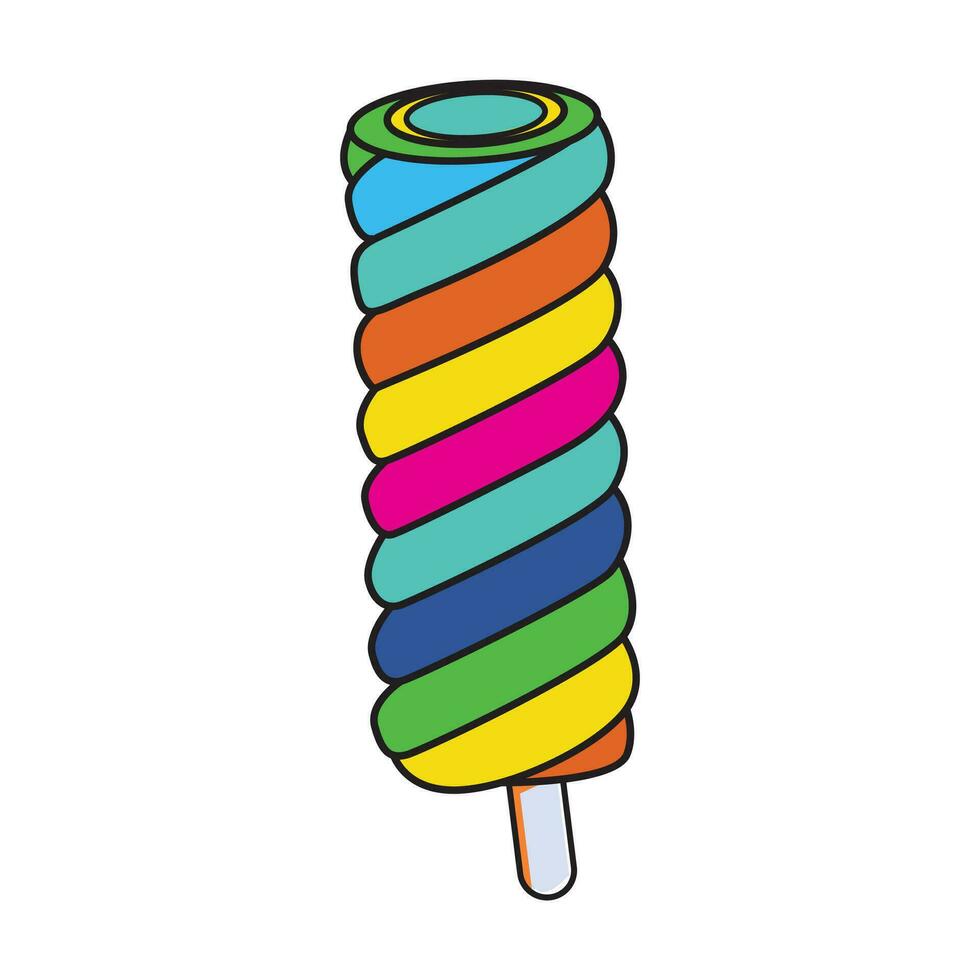 Twisted Rainbow Ice Cream Stick Isolated On White Background vector