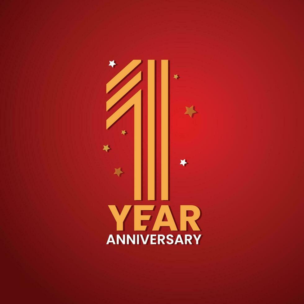 1 year anniversary wishes background. Anniversary celebrating vector template design. 1st birthday celebration, invitation card, and greeting card. Anniversary celebrating badge, logo.