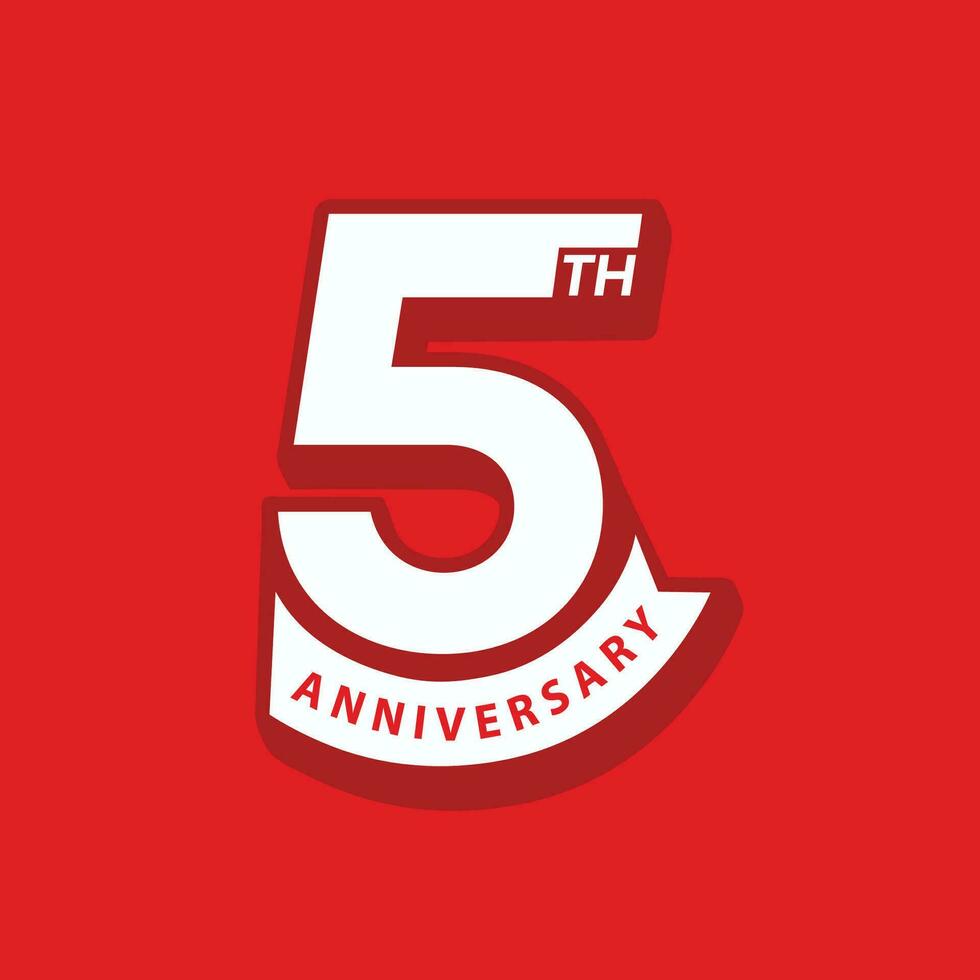 5 5 años aniversario logo diseño. 5to aniversario Insignia diseño con cinta. firmar y símbolo para celebrando empresa o negocio cumpleaños. empresa año aniversario plantilla, bandera, póster, tarjeta vector