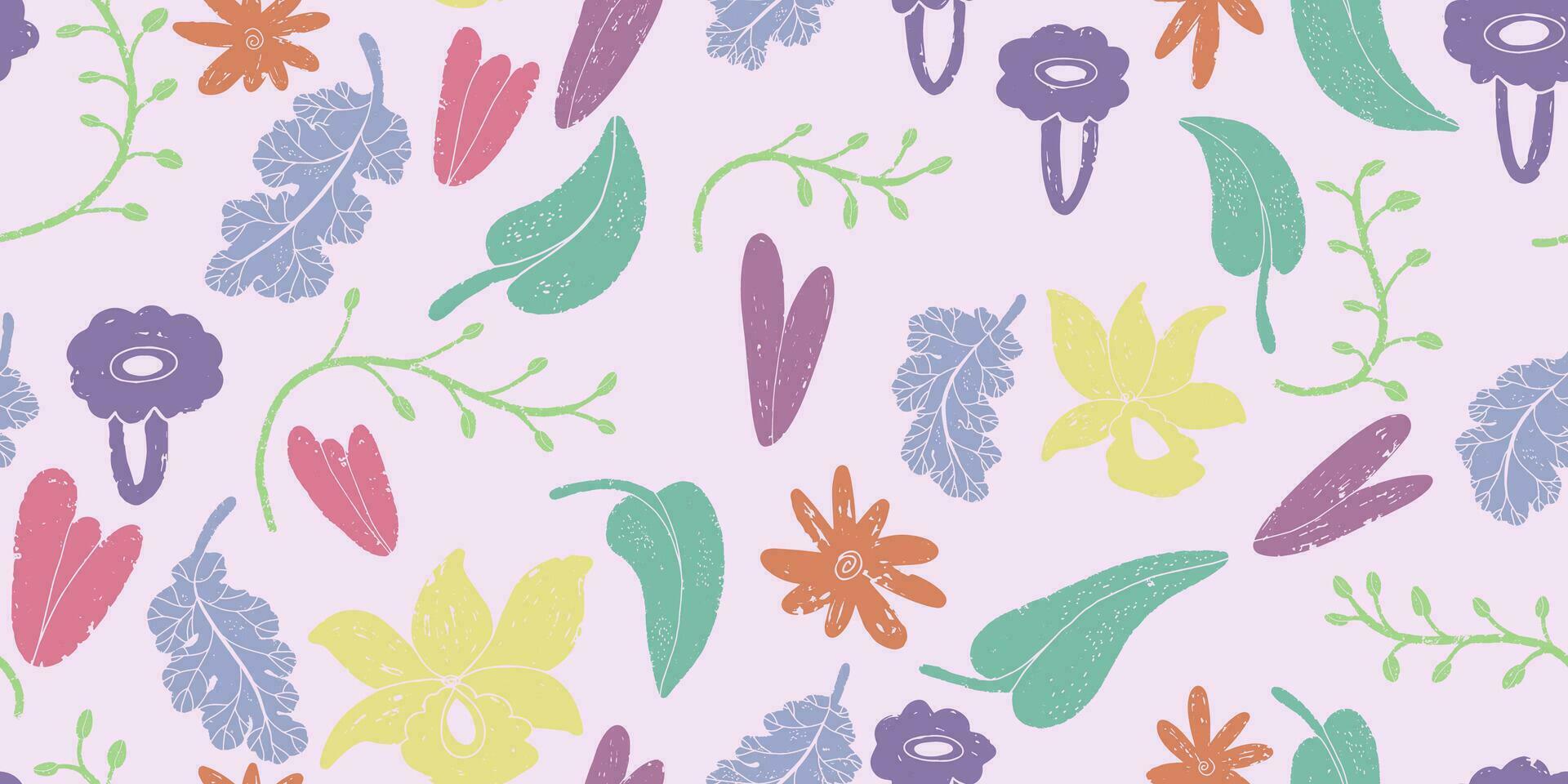 a colorful floral pattern on a pink background vector