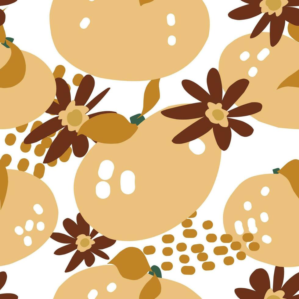 a pattern with oranges and flowers on it vector