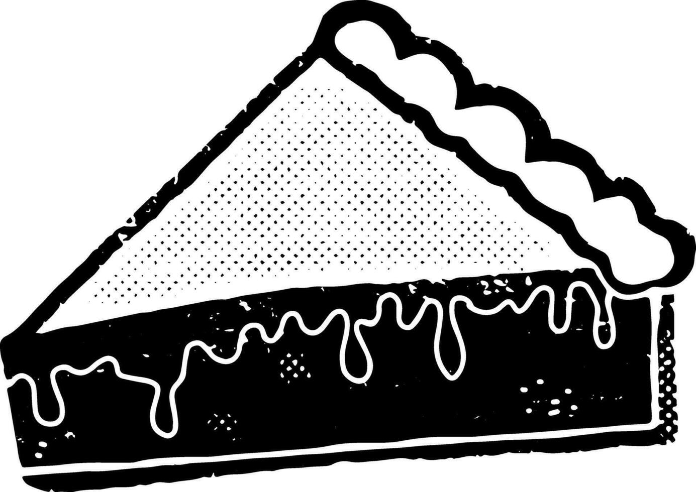 a black and white drawing of a slice of pie vector