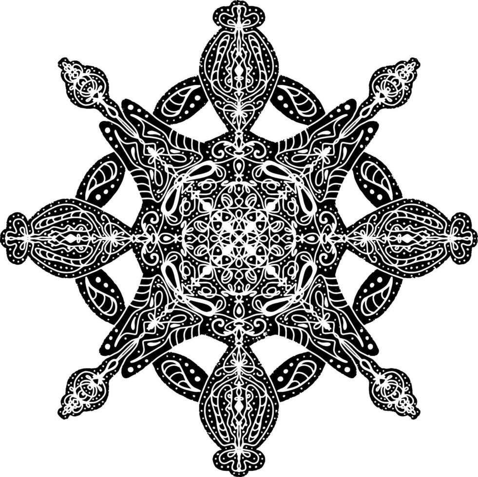 a black and white snowflake design vector