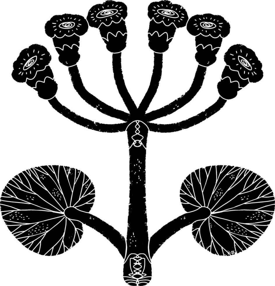 a black and white drawing of a plant with flowers vector