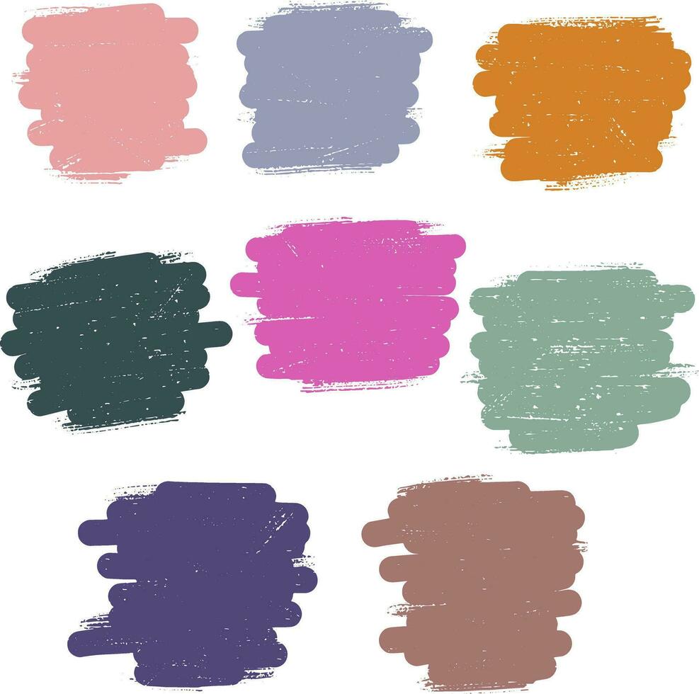 colorful paint strokes set of six different colors vector