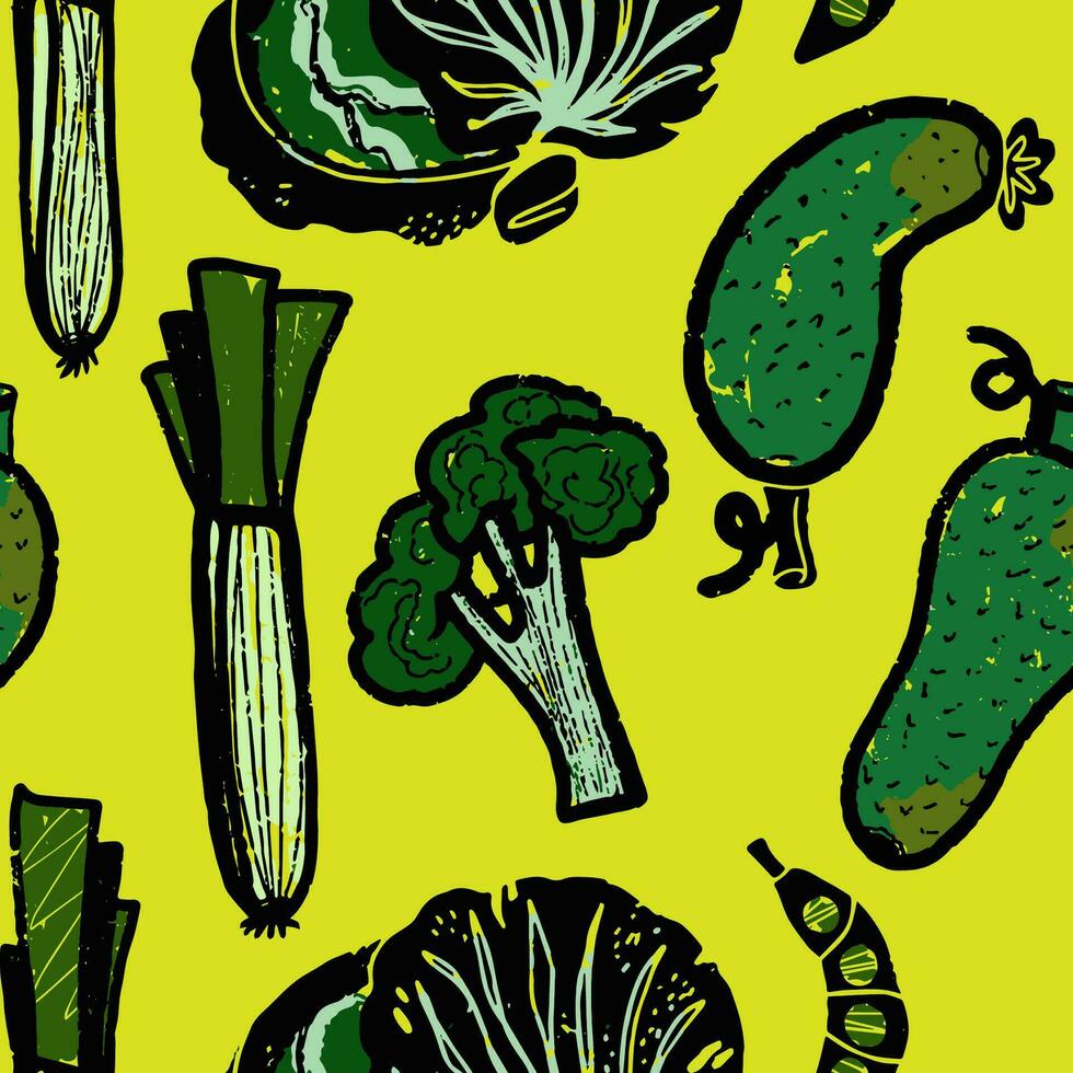 un modelo de vegetales y frutas en un amarillo antecedentes vector