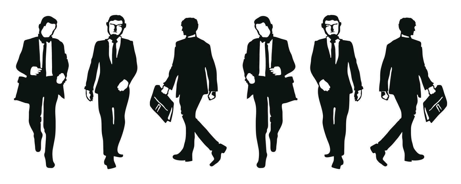 Businessman walking. silhouette collection vector