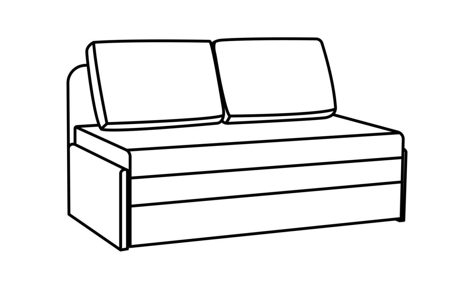 Vector linear illustration of a sofa. Furniture for your interior in the style of minimalism. Furniture icon.