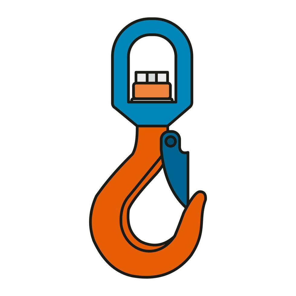 Vector illustration of a hook and a device for lifting and moving cargo. Construction and engineering.