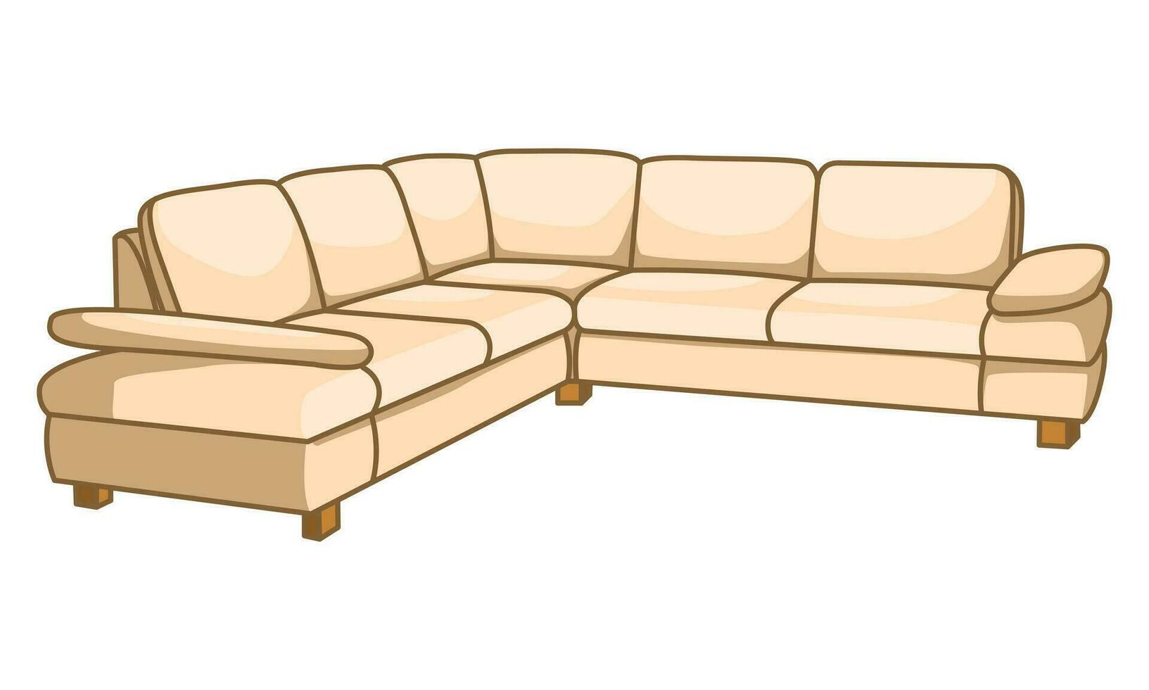 Cartoon vector illustration of a sofa. Comfortable furniture for interior design, highlighted on a white background. Modern sofa model icon.