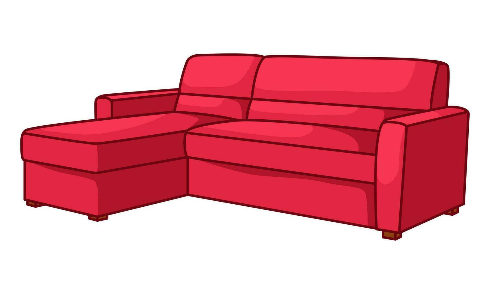 Cartoon vector illustration of a sofa. Comfortable furniture for interior design, highlighted on a white background. Modern sofa model icon.