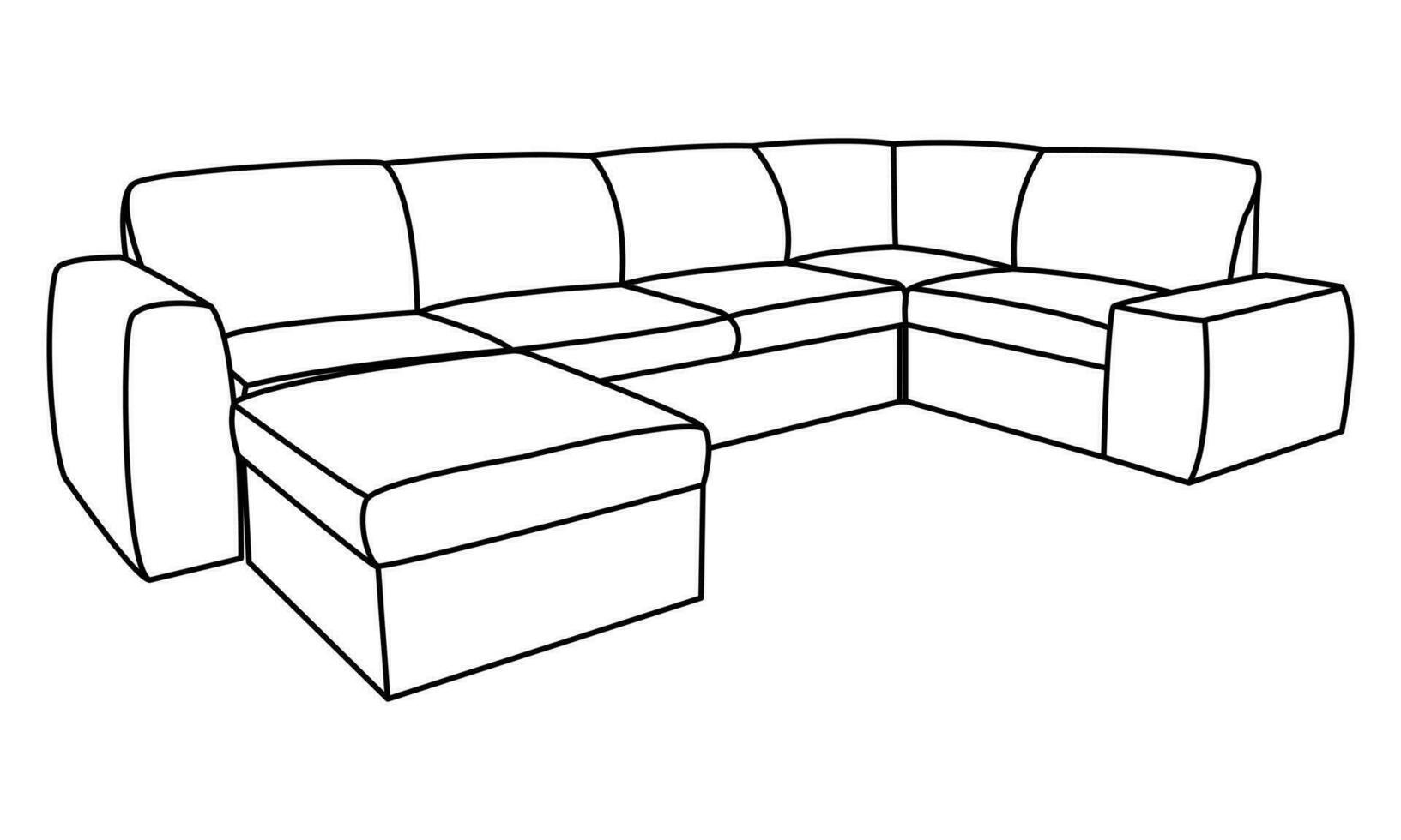 Vector linear illustration of a sofa. Furniture for your interior in the style of minimalism. Furniture icon.