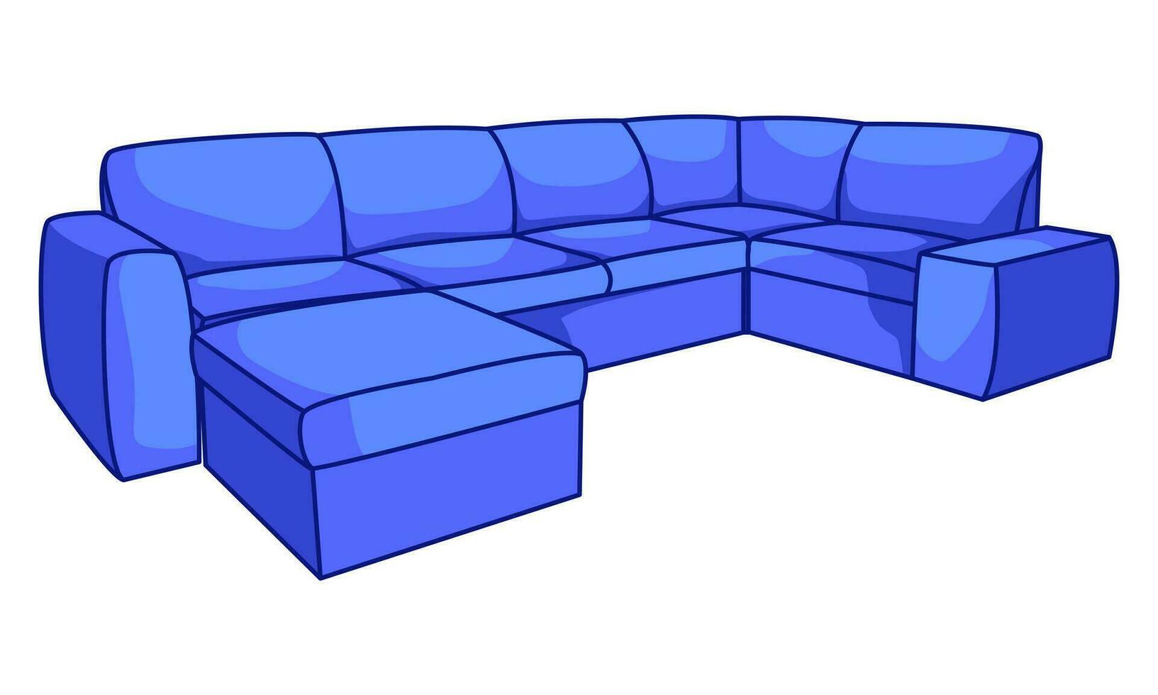 Cartoon vector illustration of a sofa. Comfortable furniture for interior design, highlighted on a white background. Modern sofa model icon.