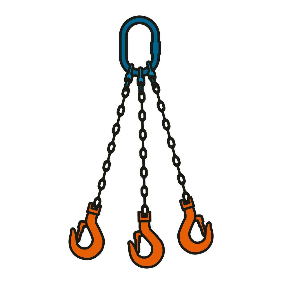 Vector illustration of a hook and a device for lifting and moving cargo. Construction and engineering.