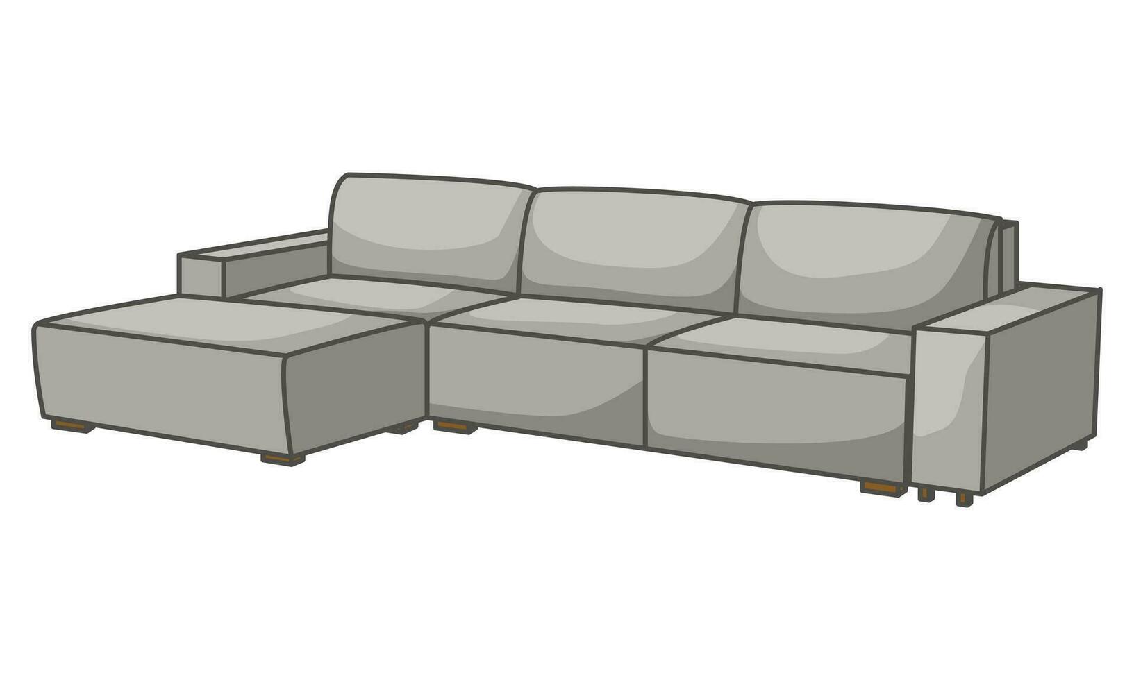 Cartoon vector illustration of a sofa. Comfortable furniture for interior design, highlighted on a white background. Modern sofa model icon.