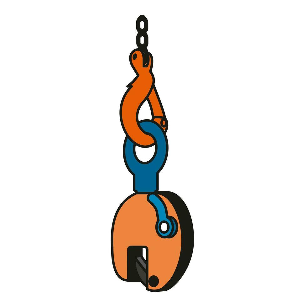 Vector illustration of a hook and a device for lifting and moving cargo. Construction and engineering.