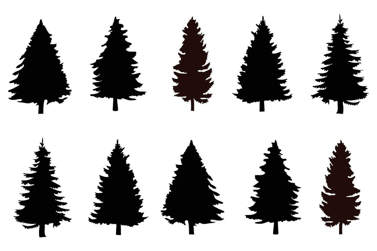 pine trees silhouettes vector