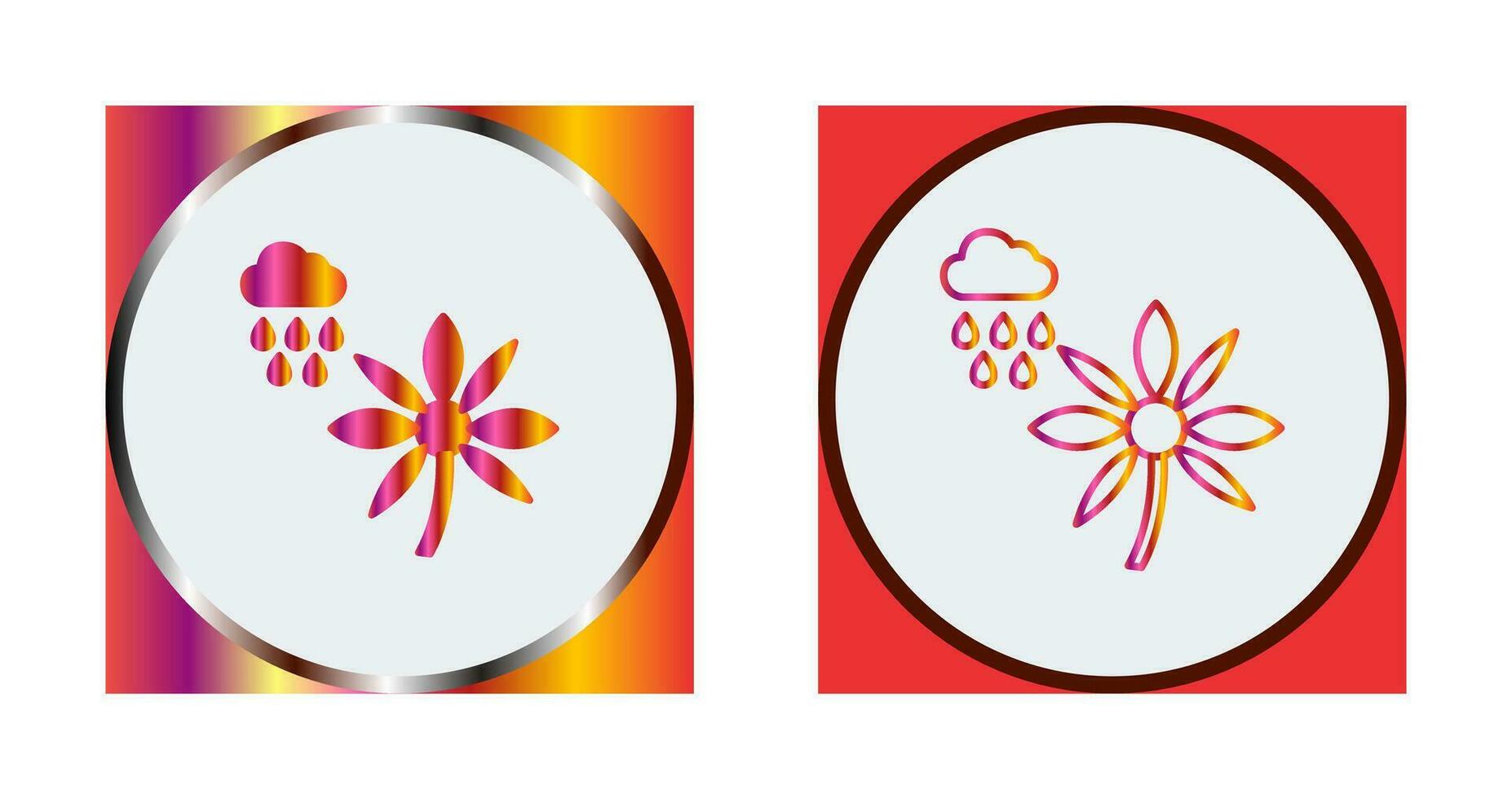 Flower with rain Vector Icon
