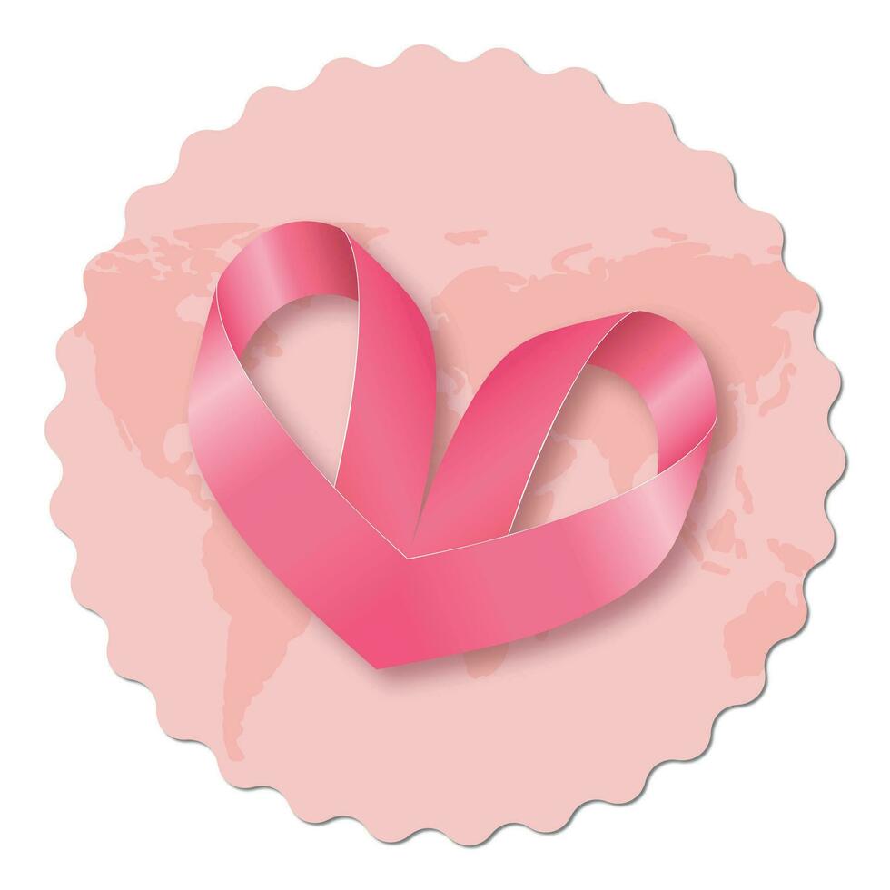 Pink ribbon sticker for World Breast Cancer Awareness Month in October