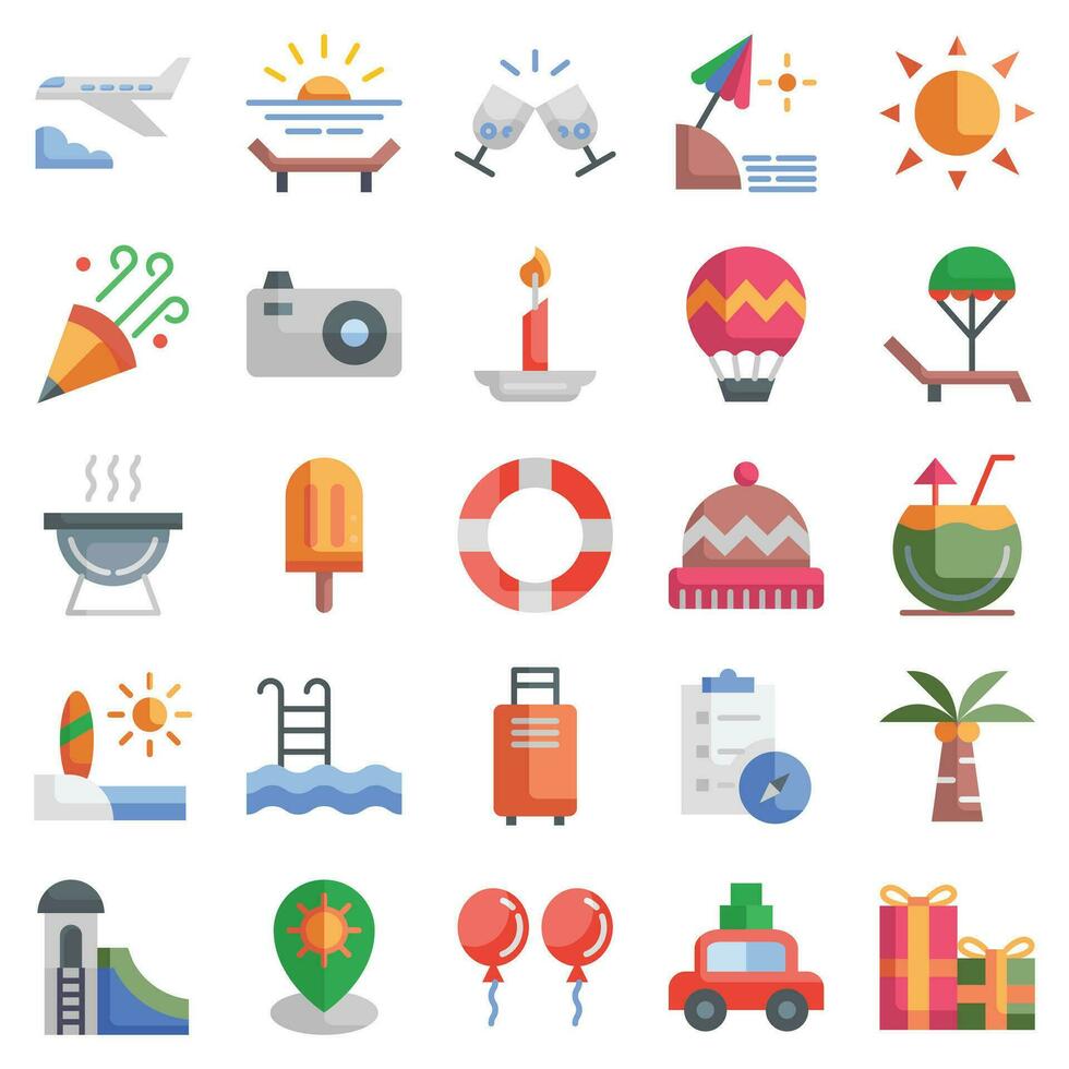 Holidays flat icons set. The collection includes web design, application design, UI design. vector