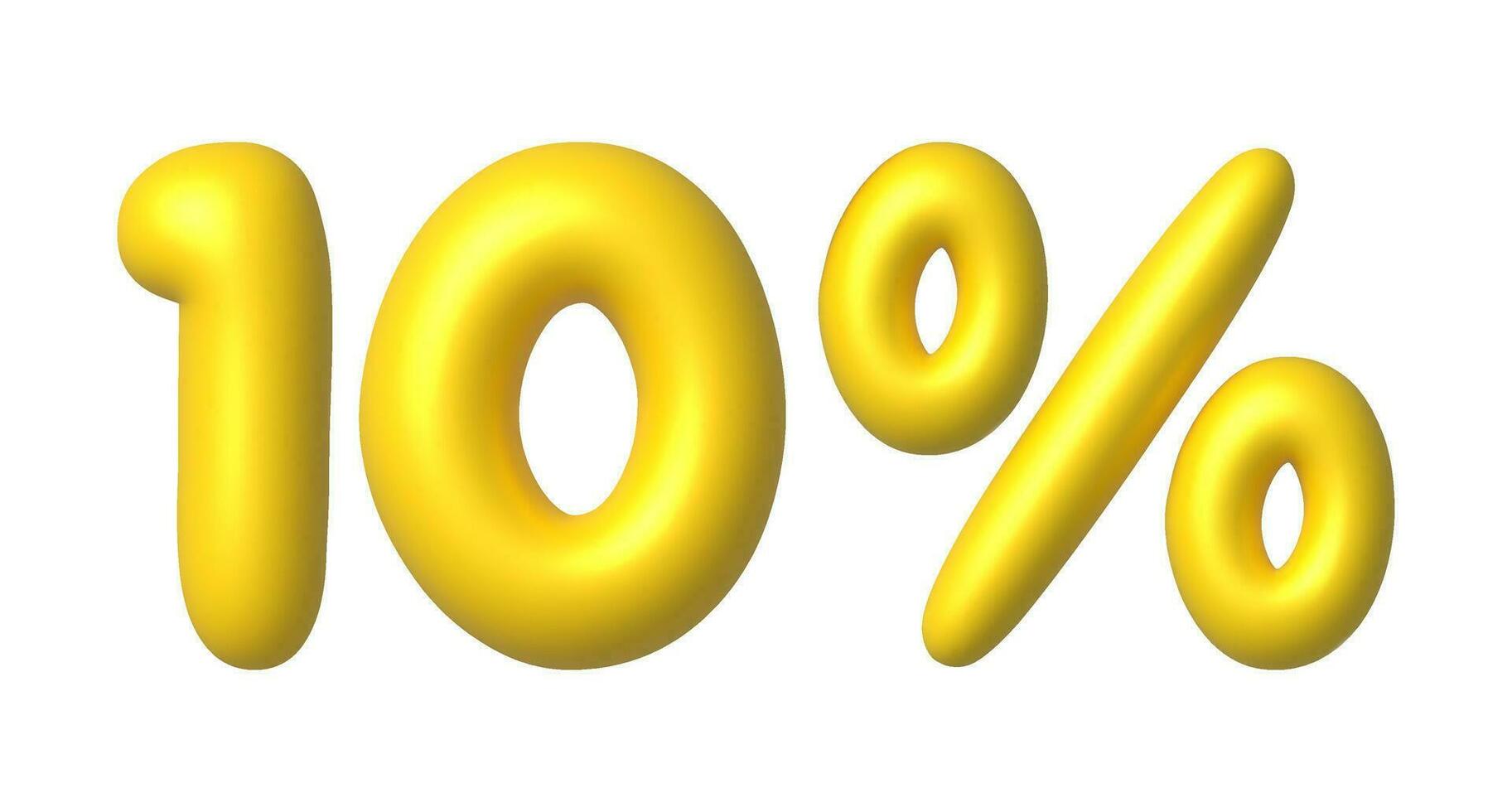 Golden glossy 10 percent discount vector icon. 3d vector realistic design element.