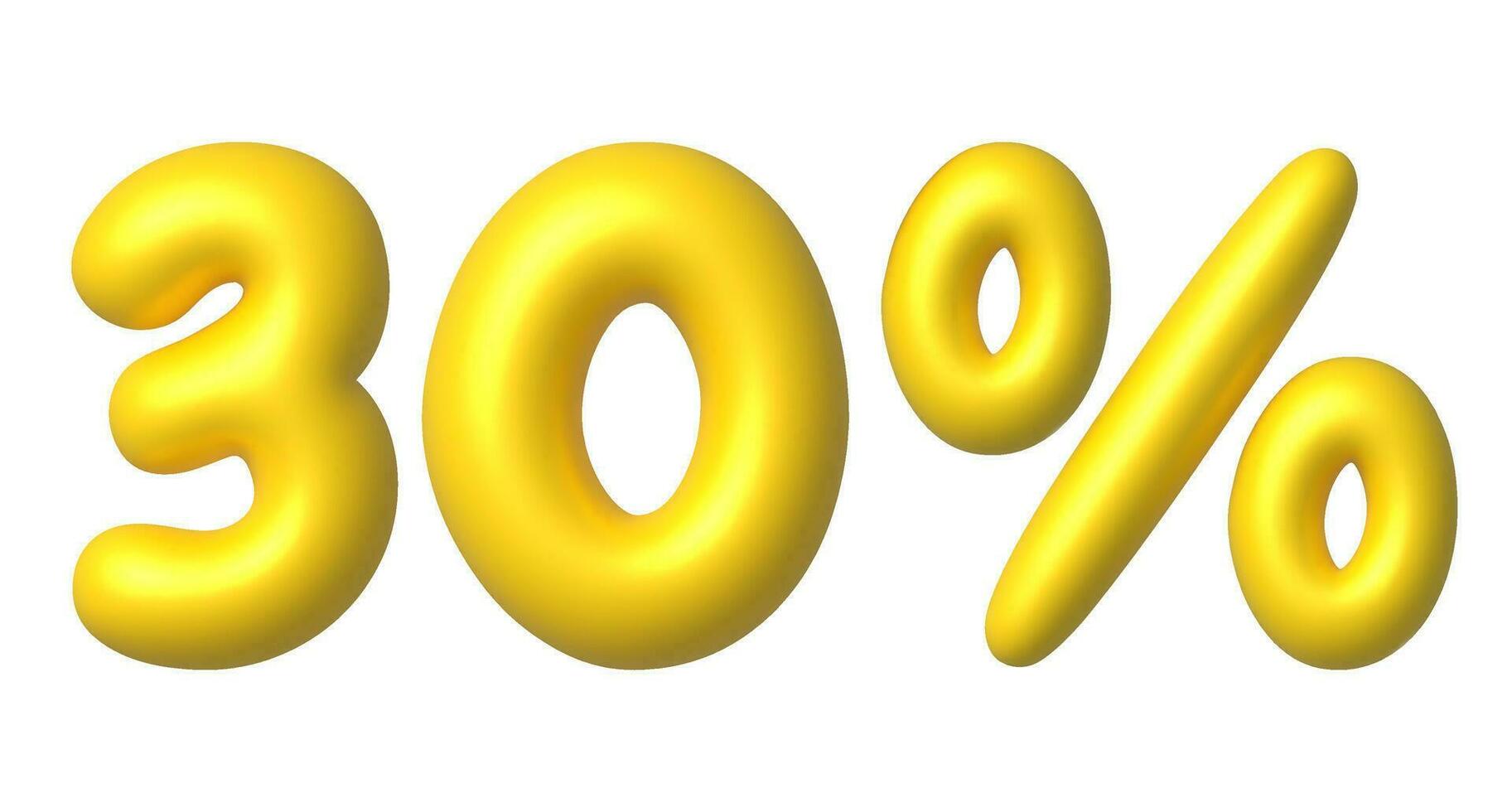 Golden glossy 30 percent discount vector icon. 3d vector realistic design element.