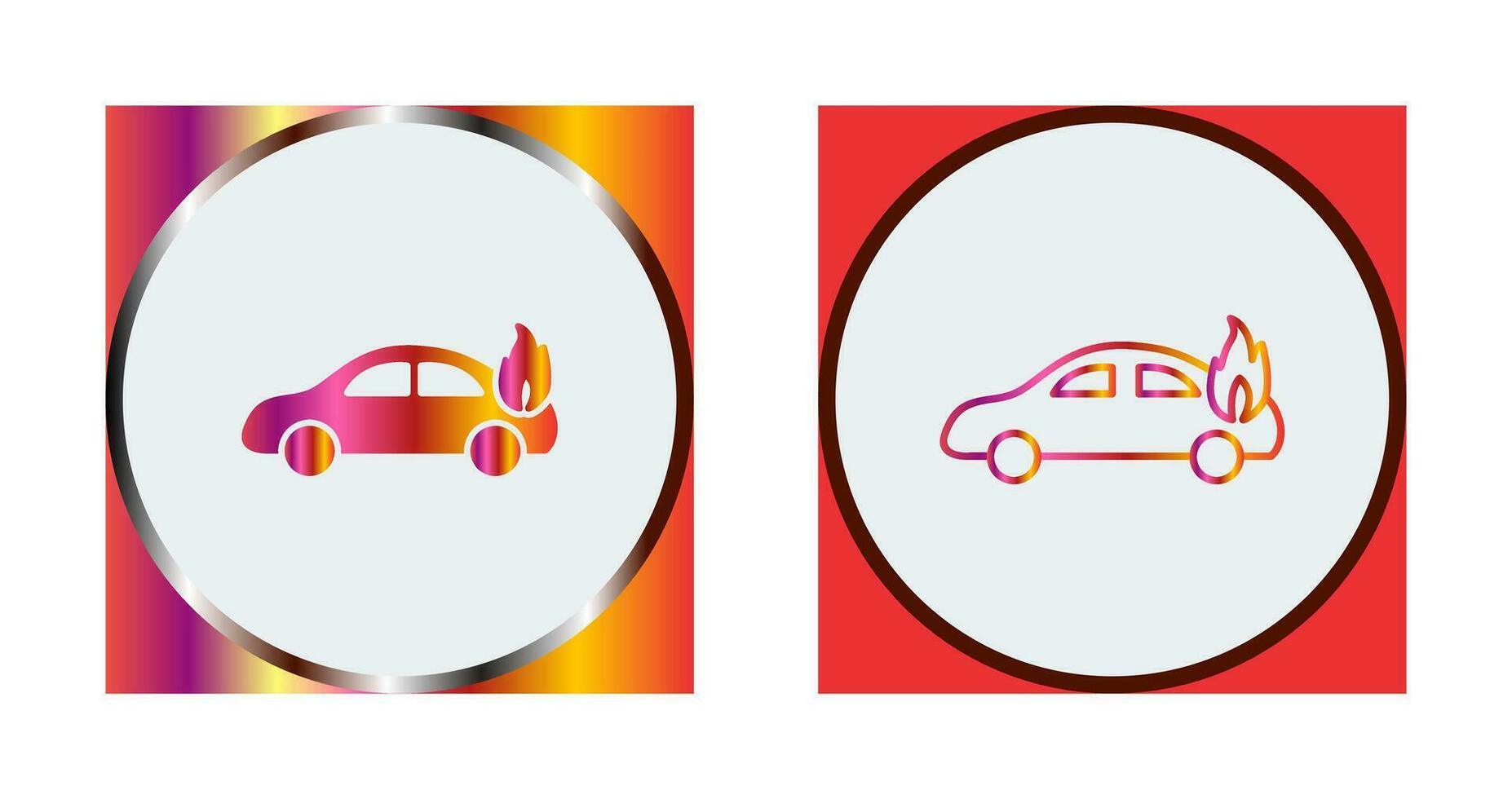 Unique Car on Fire Vector Icon