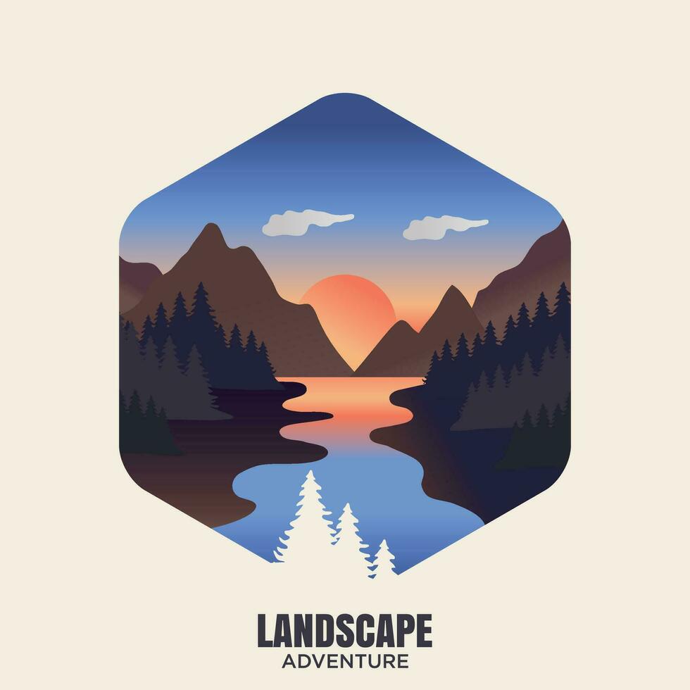 Landscape Adventure illustration. Vector landscape