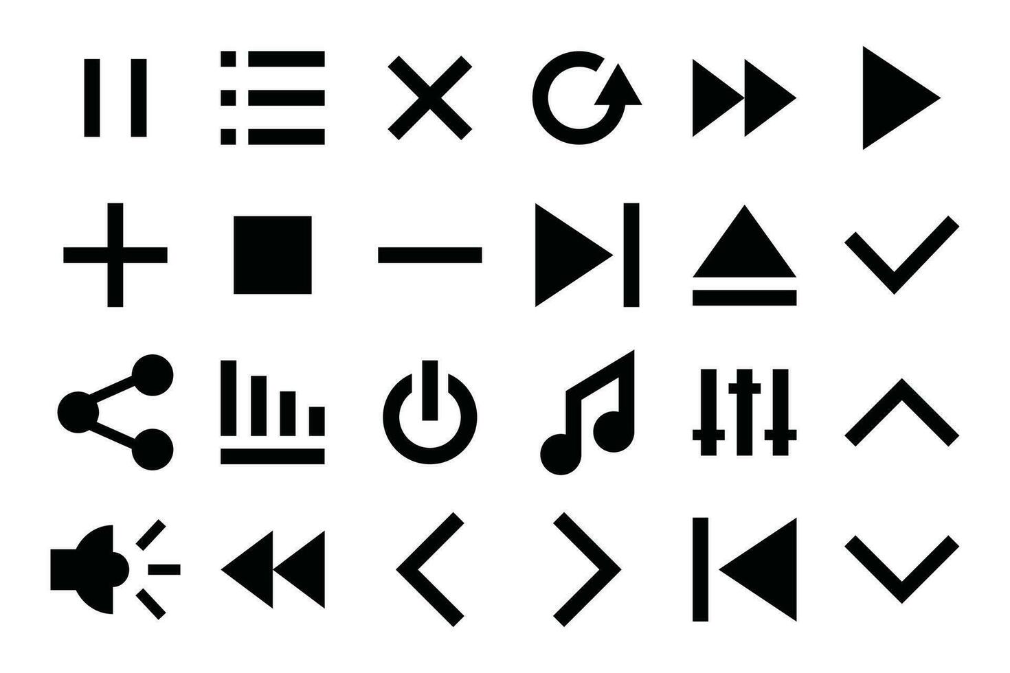 Music play button icons fill perfect. The collection includes for media player icons, music, interface, design media player buttons, Ui design and etc. vector