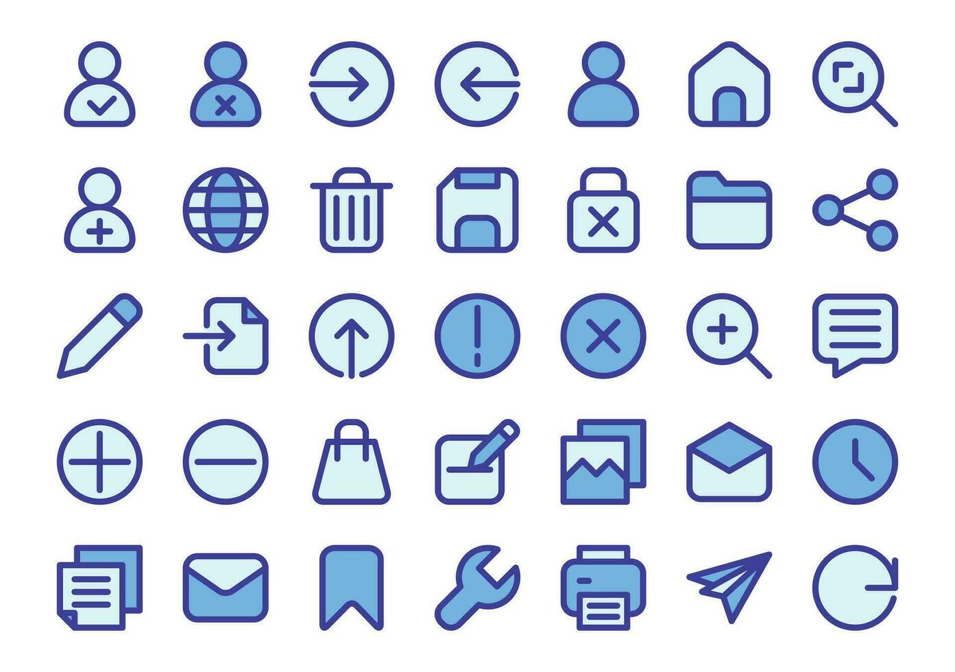 Ui blue colored outline icons set simple perfect.The collection includes in business development, programming, web design, app design, and more. vector