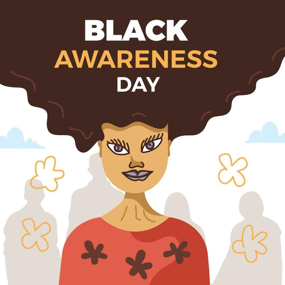 Aware Clipart Vector, Cartoon Hand Drawn Black Awareness Woman Illustration  Black Awareness Day Día De La Conciencia Negra, Plant, Hair, Woman PNG  Image For Free Download