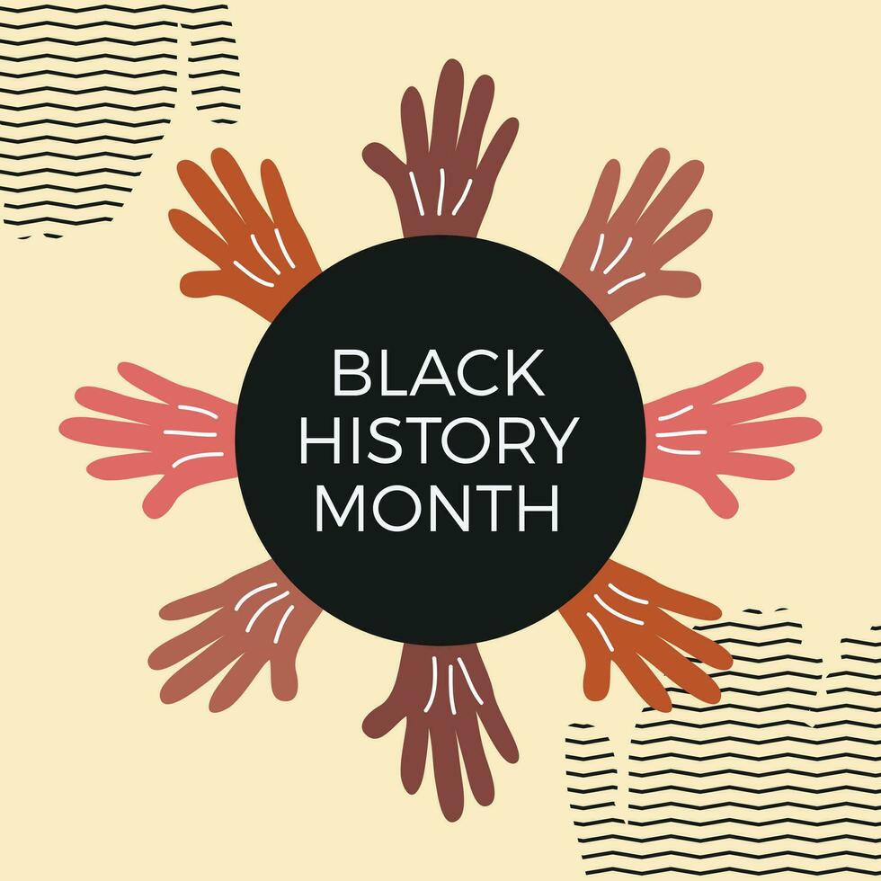 black history month logo with hands around it vector