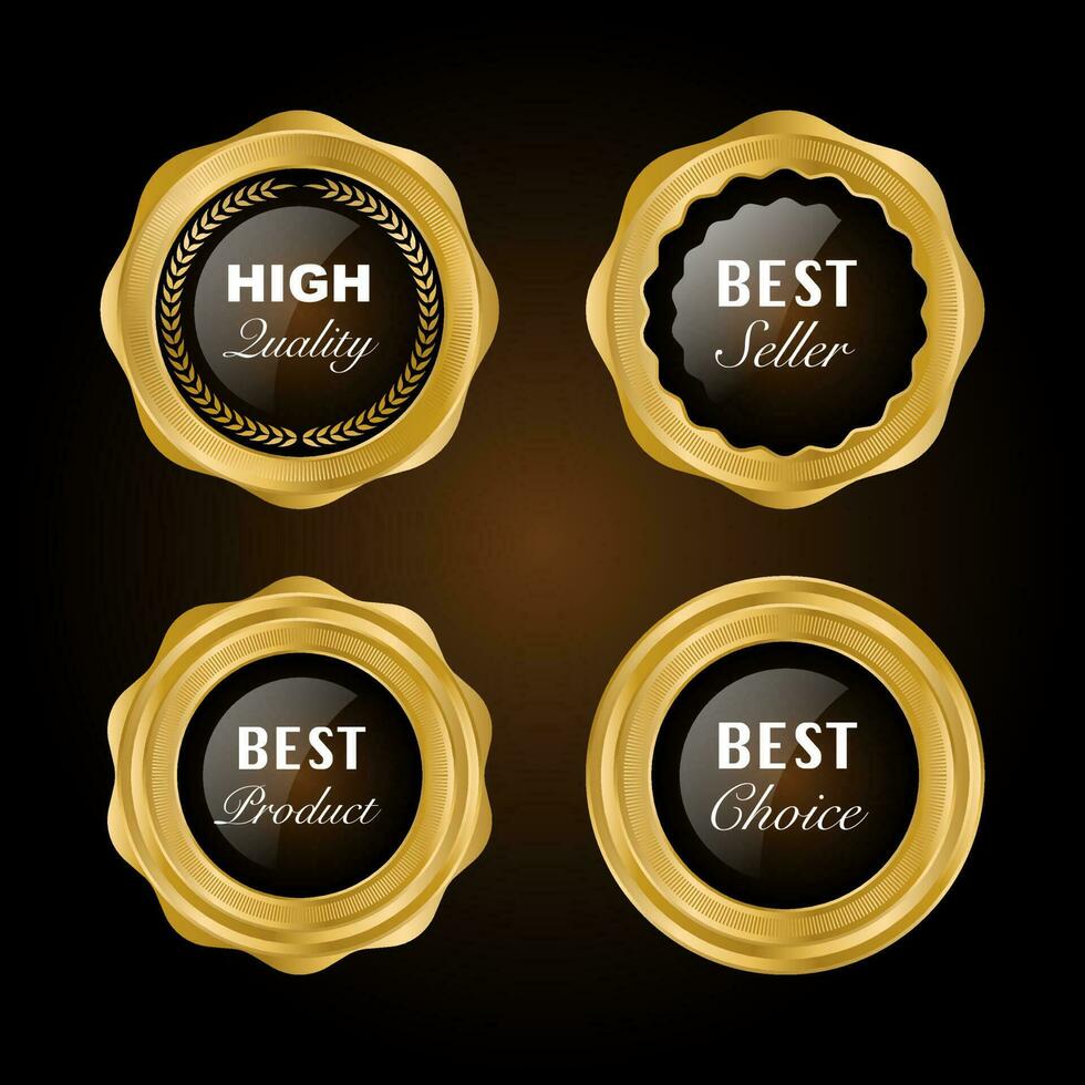 Luxury premium golden badge labels collection vector