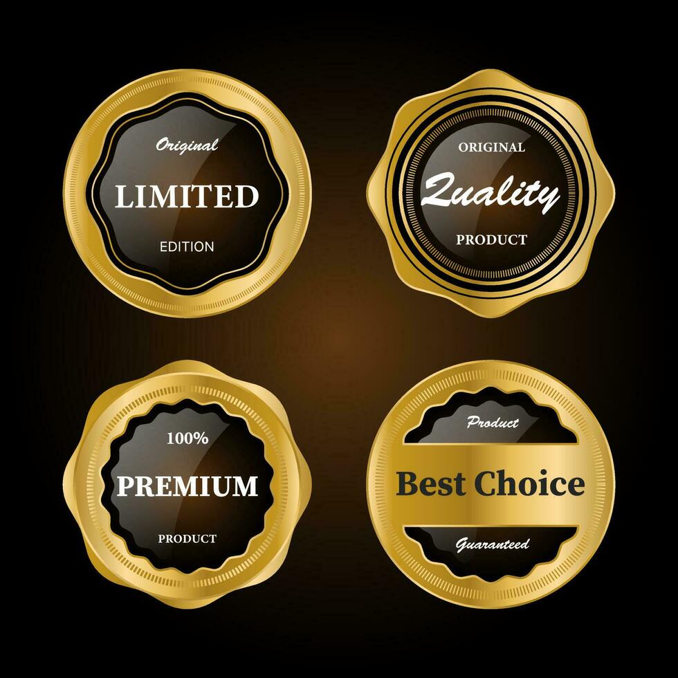 Luxury premium golden badge labels collection vector